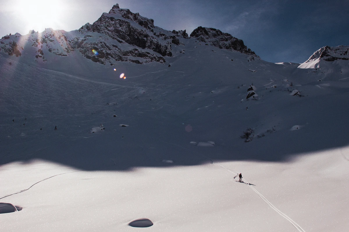 ski touring panorama uphill